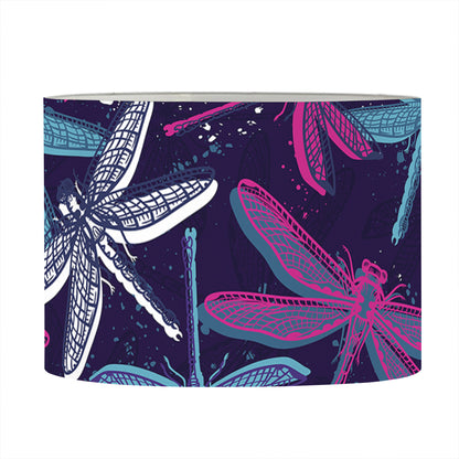 Trippy Dragonfly Pattern Print Drum Lamp Shade