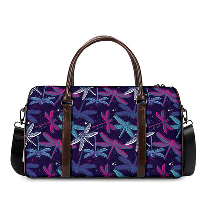 Trippy Dragonfly Pattern Print Duffle Bag