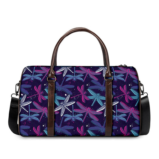 Trippy Dragonfly Pattern Print Duffle Bag