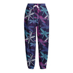 Trippy Dragonfly Pattern Print Fleece Lined Knit Pants