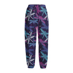 Trippy Dragonfly Pattern Print Fleece Lined Knit Pants