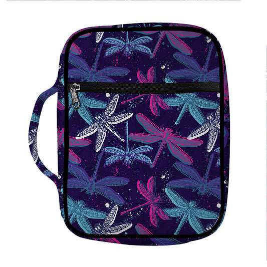 Trippy Dragonfly Pattern Print Front Pocket Bible Bag