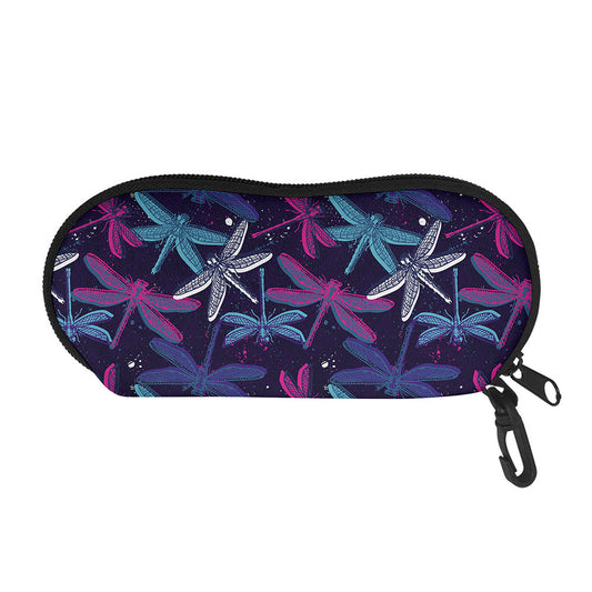 Trippy Dragonfly Pattern Print Glasses Case