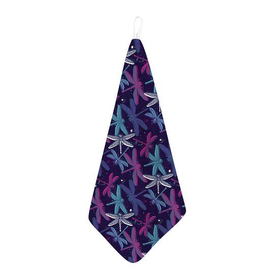 Trippy Dragonfly Pattern Print Hand Towel