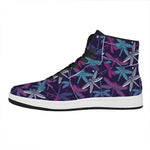 Trippy Dragonfly Pattern Print High Top Leather Sneakers