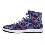 Trippy Dragonfly Pattern Print High Top Leather Sneakers