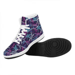 Trippy Dragonfly Pattern Print High Top Leather Sneakers