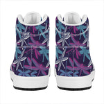 Trippy Dragonfly Pattern Print High Top Leather Sneakers