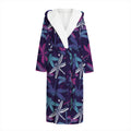 Trippy Dragonfly Pattern Print Hooded Bathrobe