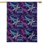 Trippy Dragonfly Pattern Print House Flag