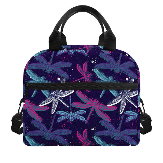 Trippy Dragonfly Pattern Print Insulated Lunch Bag