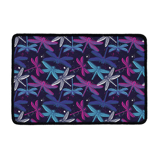 Trippy Dragonfly Pattern Print Kitchen Mat