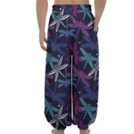 Trippy Dragonfly Pattern Print Lantern Pants