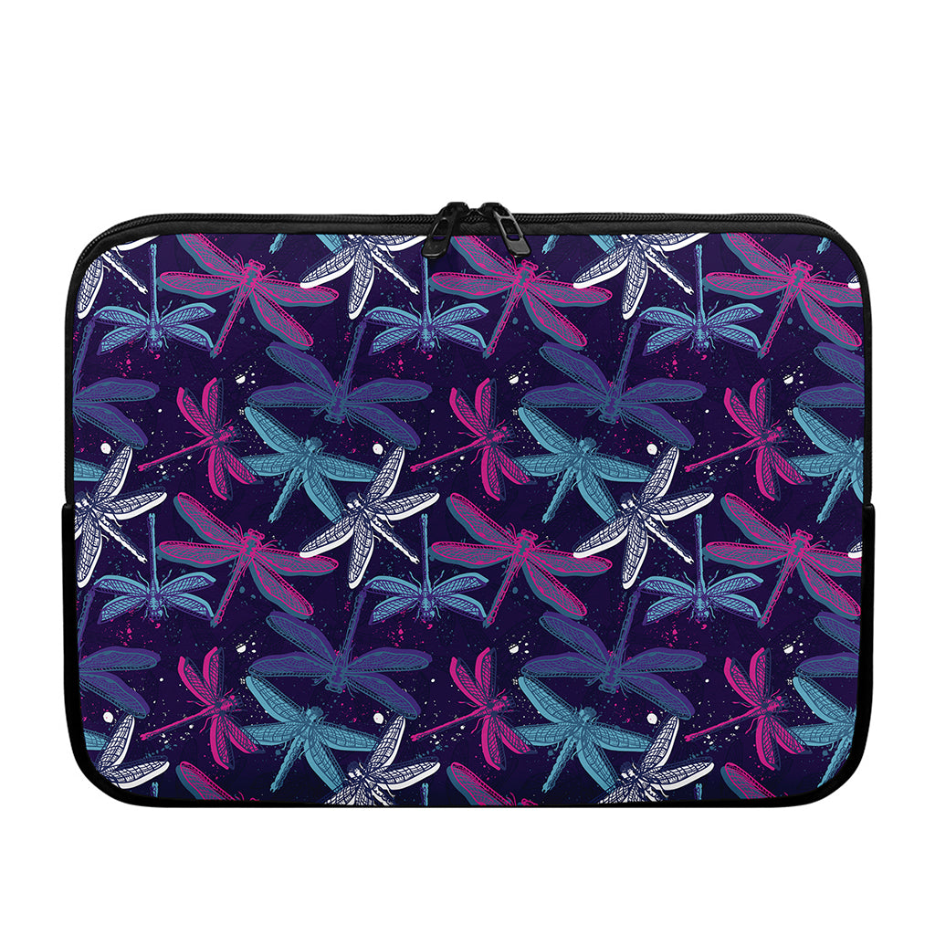 Trippy Dragonfly Pattern Print Laptop Sleeve