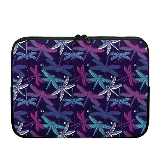 Trippy Dragonfly Pattern Print Laptop Sleeve