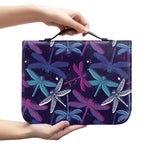 Trippy Dragonfly Pattern Print Leather Bible Cover