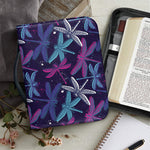 Trippy Dragonfly Pattern Print Leather Bible Cover