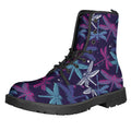 Trippy Dragonfly Pattern Print Lace-Up Boots