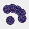 Trippy Dragonfly Pattern Print Leather Coaster Set