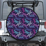 Trippy Dragonfly Pattern Print Leather Spare Tire Cover