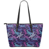 Trippy Dragonfly Pattern Print Leather Tote Bag