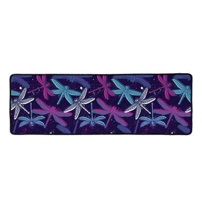 Trippy Dragonfly Pattern Print Long Kitchen Mat