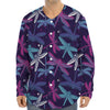 Trippy Dragonfly Pattern Print Long Sleeve Baseball Jersey