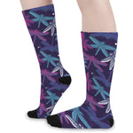 Trippy Dragonfly Pattern Print Long Socks