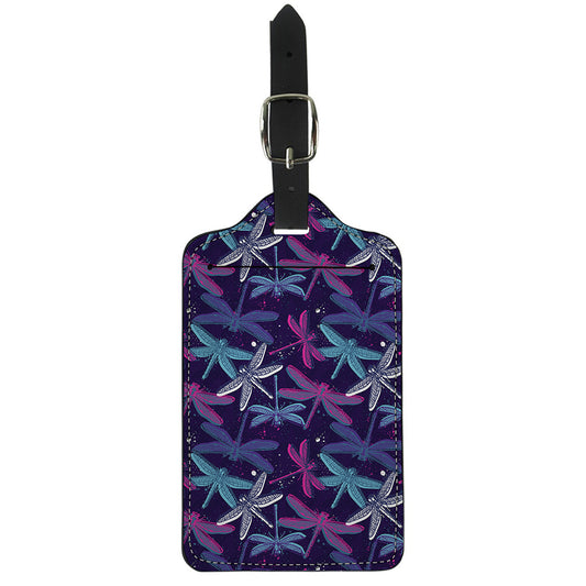 Trippy Dragonfly Pattern Print Luggage Tag