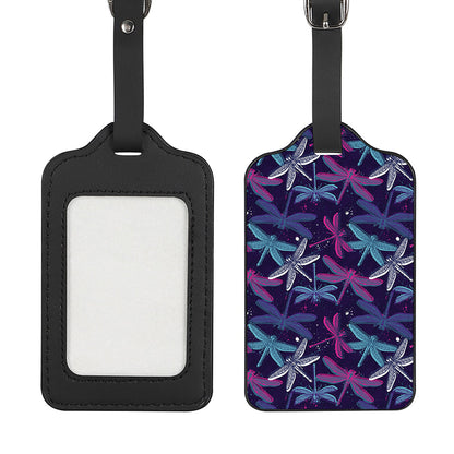 Trippy Dragonfly Pattern Print Luggage Tag