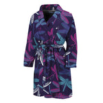 Trippy Dragonfly Pattern Print Men's Bathrobe