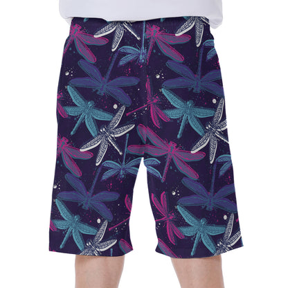 Trippy Dragonfly Pattern Print Men's Beach Shorts