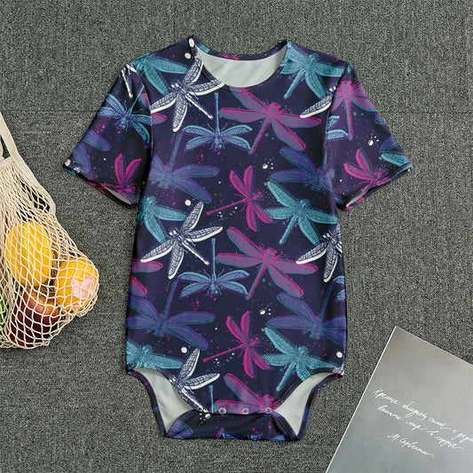 Trippy Dragonfly Pattern Print Men's Bodysuit