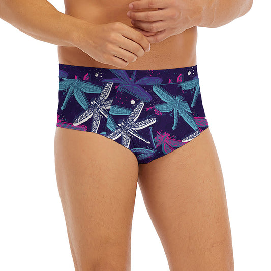 Trippy Dragonfly Pattern Print Men's Briefs