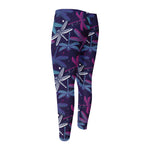 Trippy Dragonfly Pattern Print Men's Compression Pants