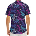 Trippy Dragonfly Pattern Print Men's Deep V-Neck Shirt