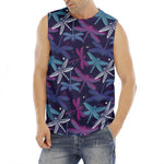 Trippy Dragonfly Pattern Print Men's Fitness Tank Top