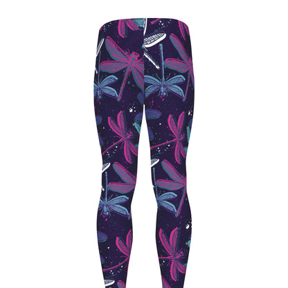 Trippy Dragonfly Pattern Print Men's leggings