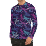 Trippy Dragonfly Pattern Print Men's Long Sleeve Rash Guard