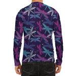 Trippy Dragonfly Pattern Print Men's Long Sleeve Rash Guard