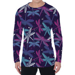 Trippy Dragonfly Pattern Print Men's Long Sleeve T-Shirt