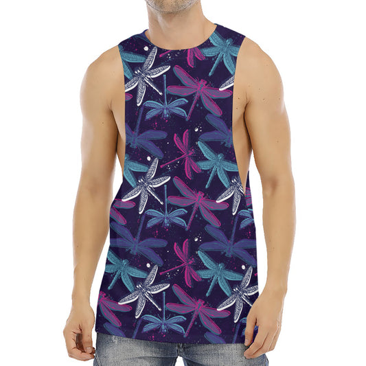 Trippy Dragonfly Pattern Print Men's Muscle Tank Top