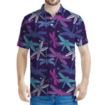 Trippy Dragonfly Pattern Print Men's Polo Shirt