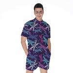 Trippy Dragonfly Pattern Print Men's Rompers