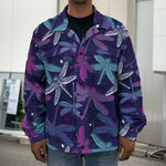 Trippy Dragonfly Pattern Print Men's Shirt Jacket