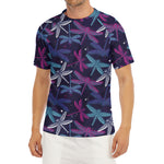 Trippy Dragonfly Pattern Print Men's Short Sleeve Rash Guard