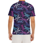 Trippy Dragonfly Pattern Print Men's Short Sleeve Rash Guard