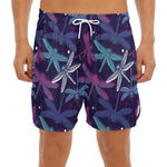 Trippy Dragonfly Pattern Print Men's Split Running Shorts