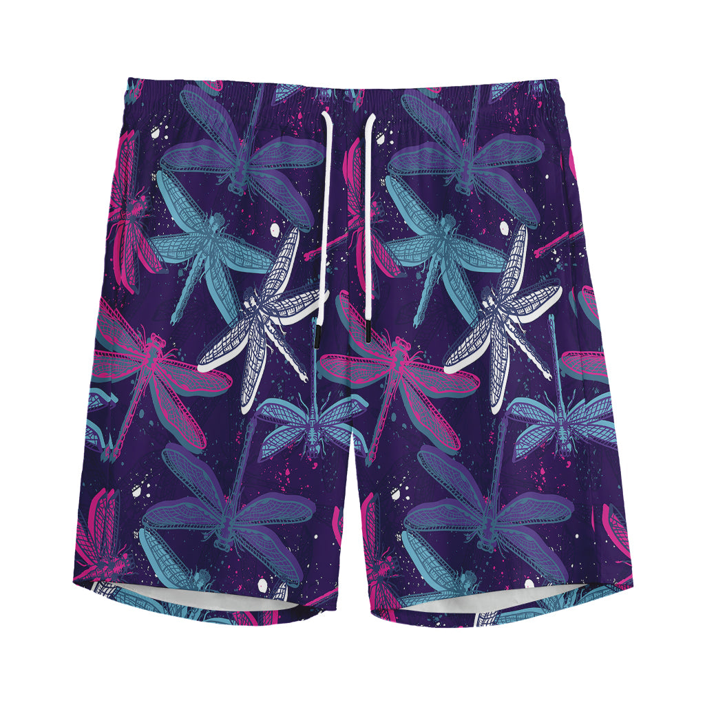 Trippy Dragonfly Pattern Print Men's Sports Shorts