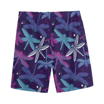 Trippy Dragonfly Pattern Print Men's Sports Shorts